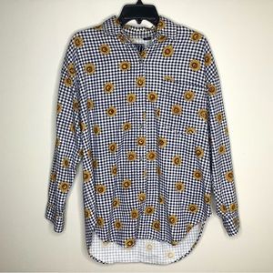 < Vintage QUIZZ Gingham Sunflower Button Down >